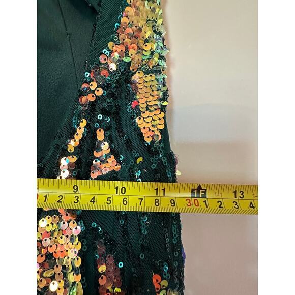 City Studio Size 1 Juniors Green Maxi Mermaid Sequin Prom Gown Dress Unique - Picture 14 of 15